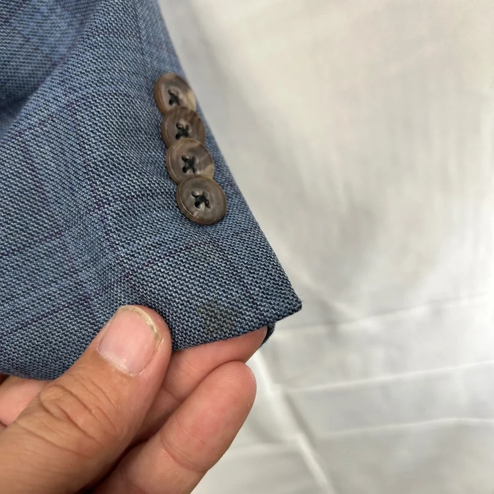 Cremieux Sport Coat Mens 46R Blue Glen Plaid Loro Piana Wool Blazer Canada